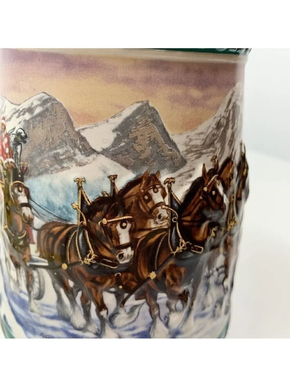Anheuser Busch BUDWEISER BEER STEIN 3D 1993 Special Delivery Clydesdale Holiday